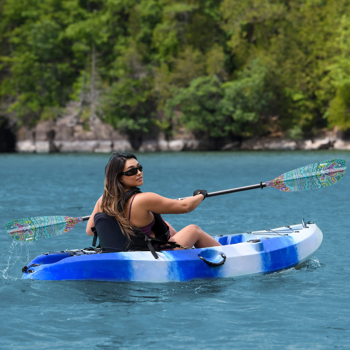 Fiberglass Kayak Paddle 90.5 inches Adjustable Carbon Fiber Shaft S82898