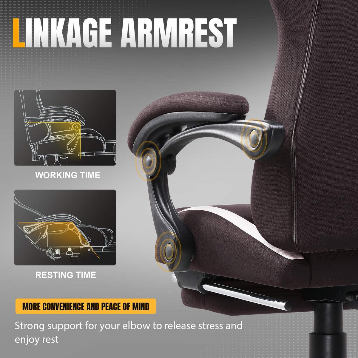Brown Ergonomic Gaming Chair with Foot Rest C7942