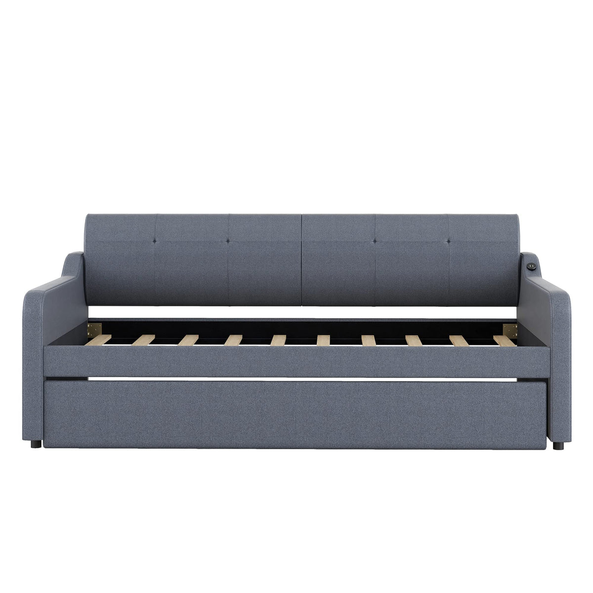 Twin Upholstered Linen Daybed with Pop Up Trundle H561