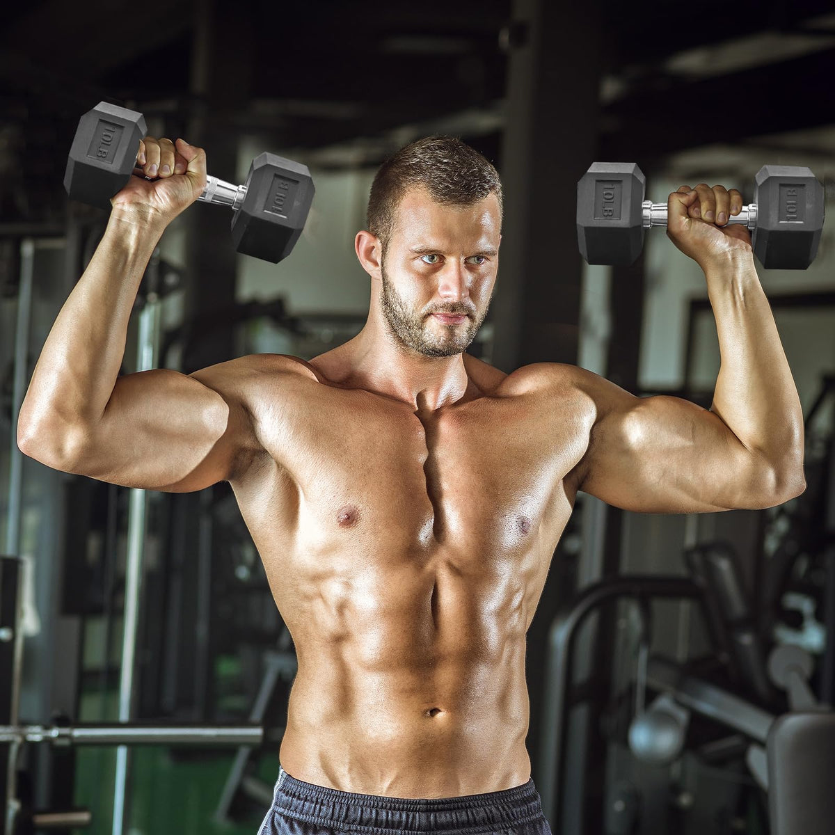 15 lb-550 lb Rubber Hex Dumbbell Set U7887