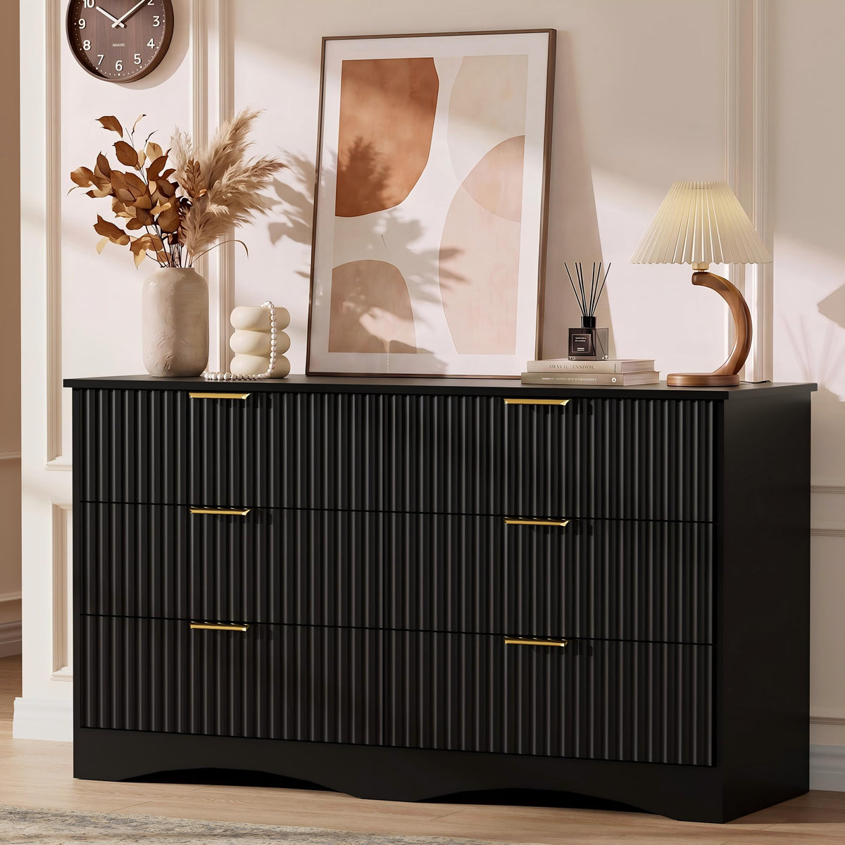 6 Drawer Fluted Wood Dresser R972