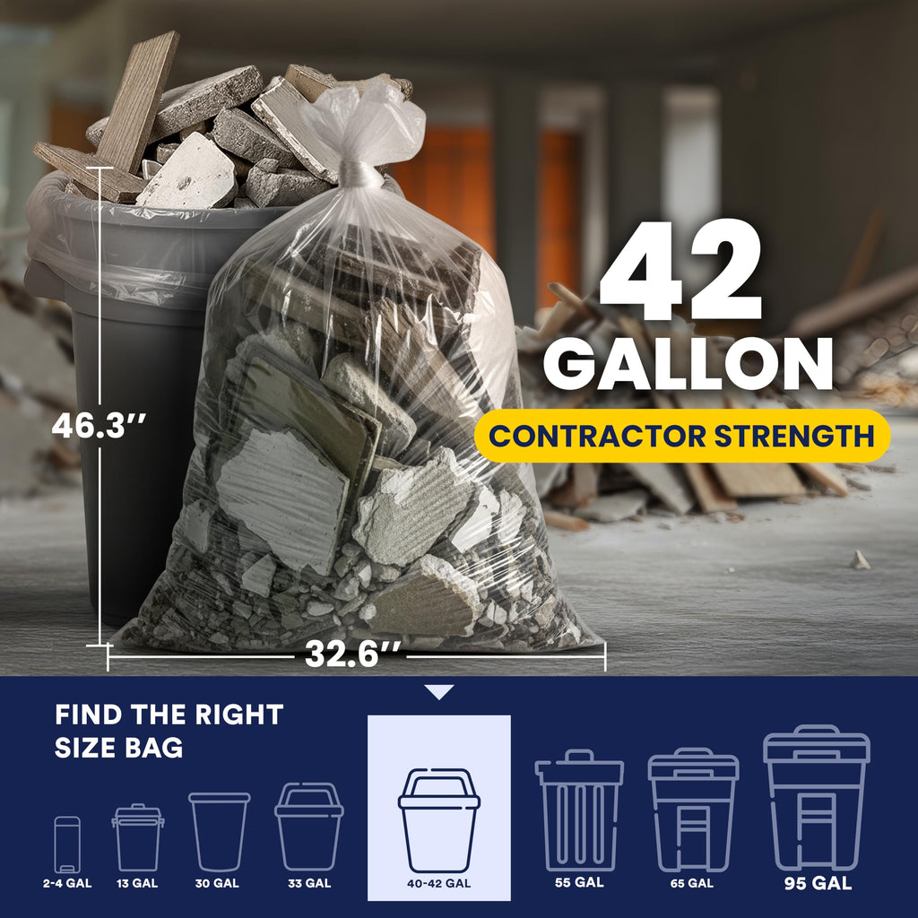 Clear Heavy Duty 42 Gallon Trash Bags 50 Count L727183