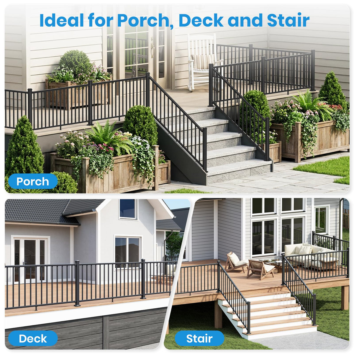 Black Aluminum Deck Railing Kit X760049