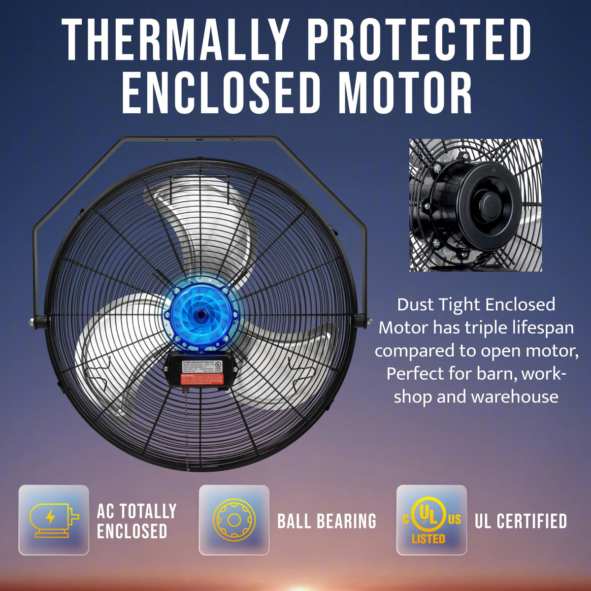 20 Inch High Velocity Industrial Wall Fan 3 Speed V912