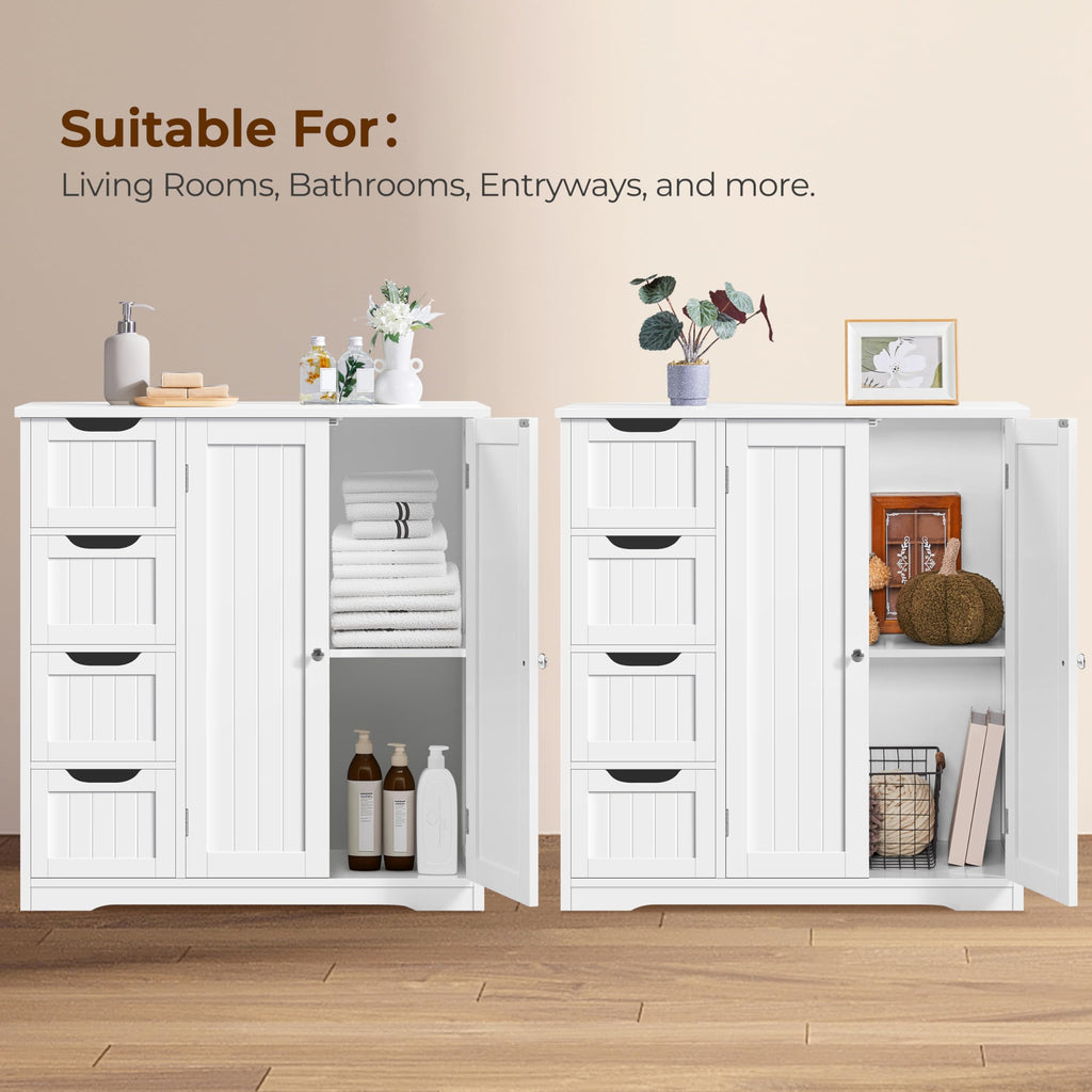 White 4 Drawer 2 Door Bathroom Storage Cabinet F320