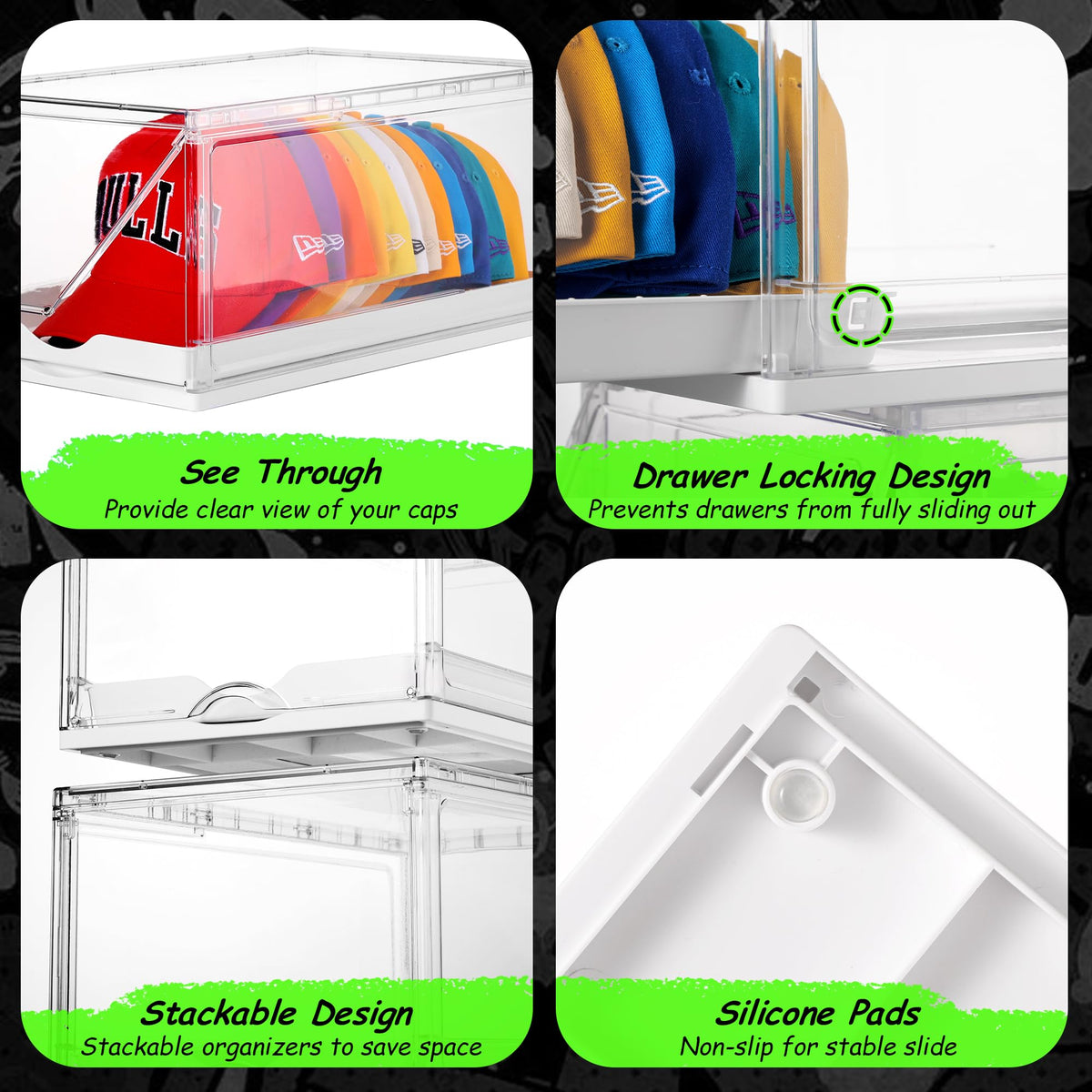 2 Pack Stackable Baseball Caps Organizer C2177
