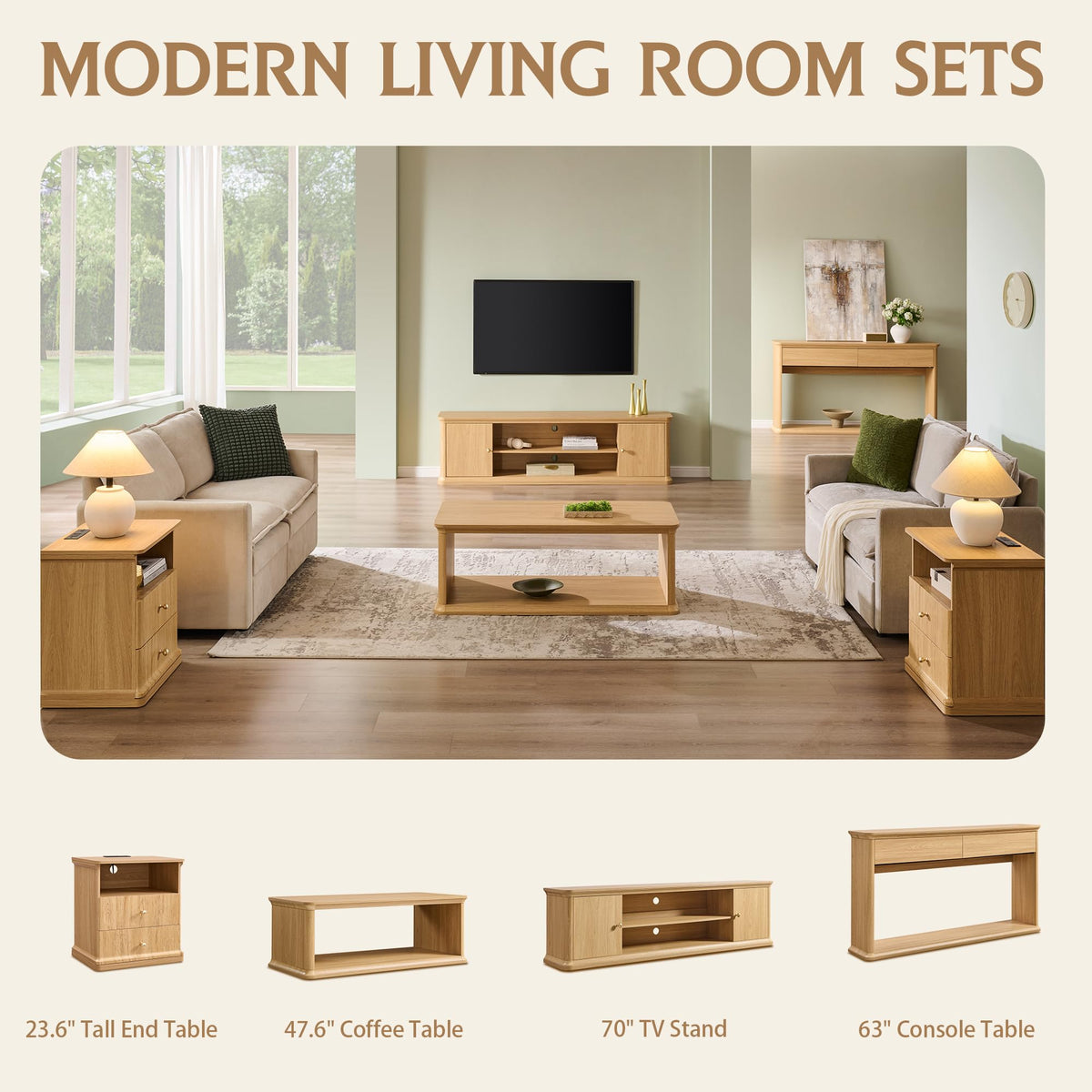 47.6" Wood Coffee Table W846