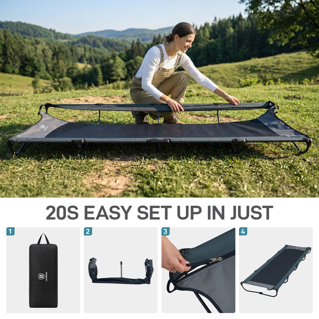 Ultralight Aluminum Camping Cot, Black X3547