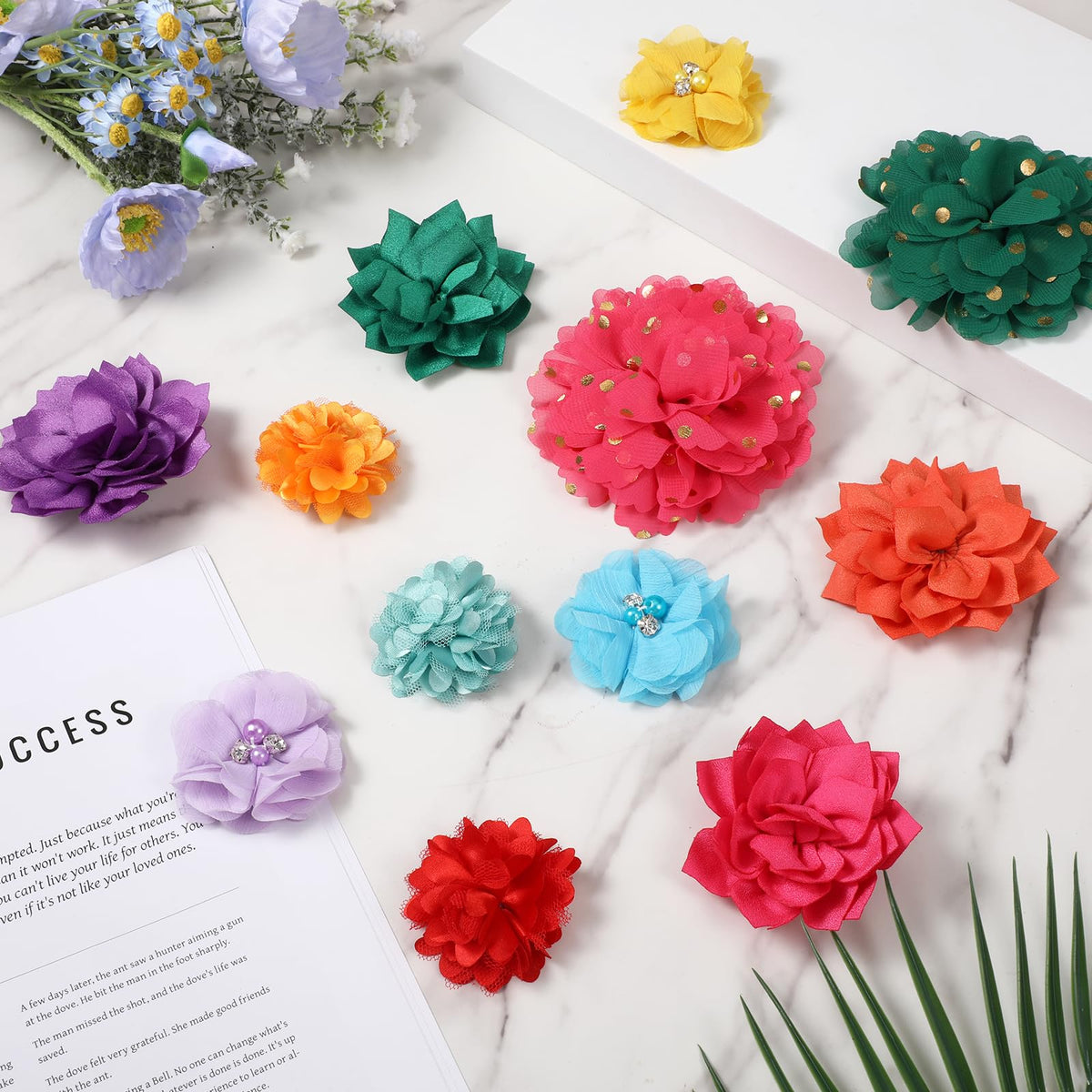 Multi Color Soft Chiffon Dog Collar Flower Bows N596401