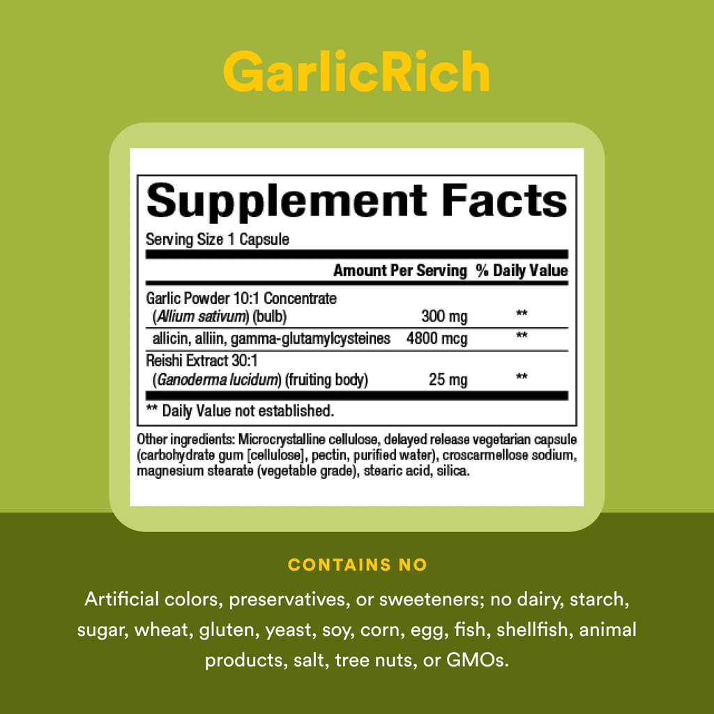 Garlic + Reishi 120 Delayed Release Veg Caps G740160