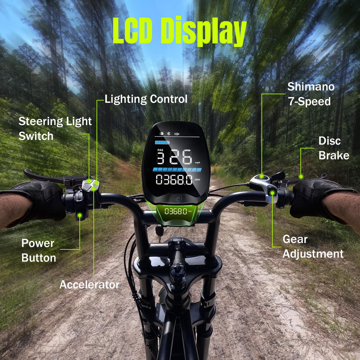 Electric Bike 48V 15Ah Battery 1500W Peak Motor 20 4.0 Fat Tire M98353