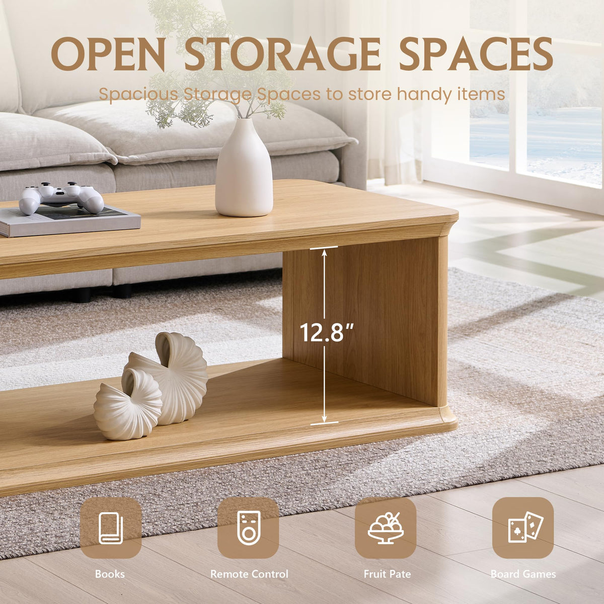 47.6" Wood Coffee Table W846