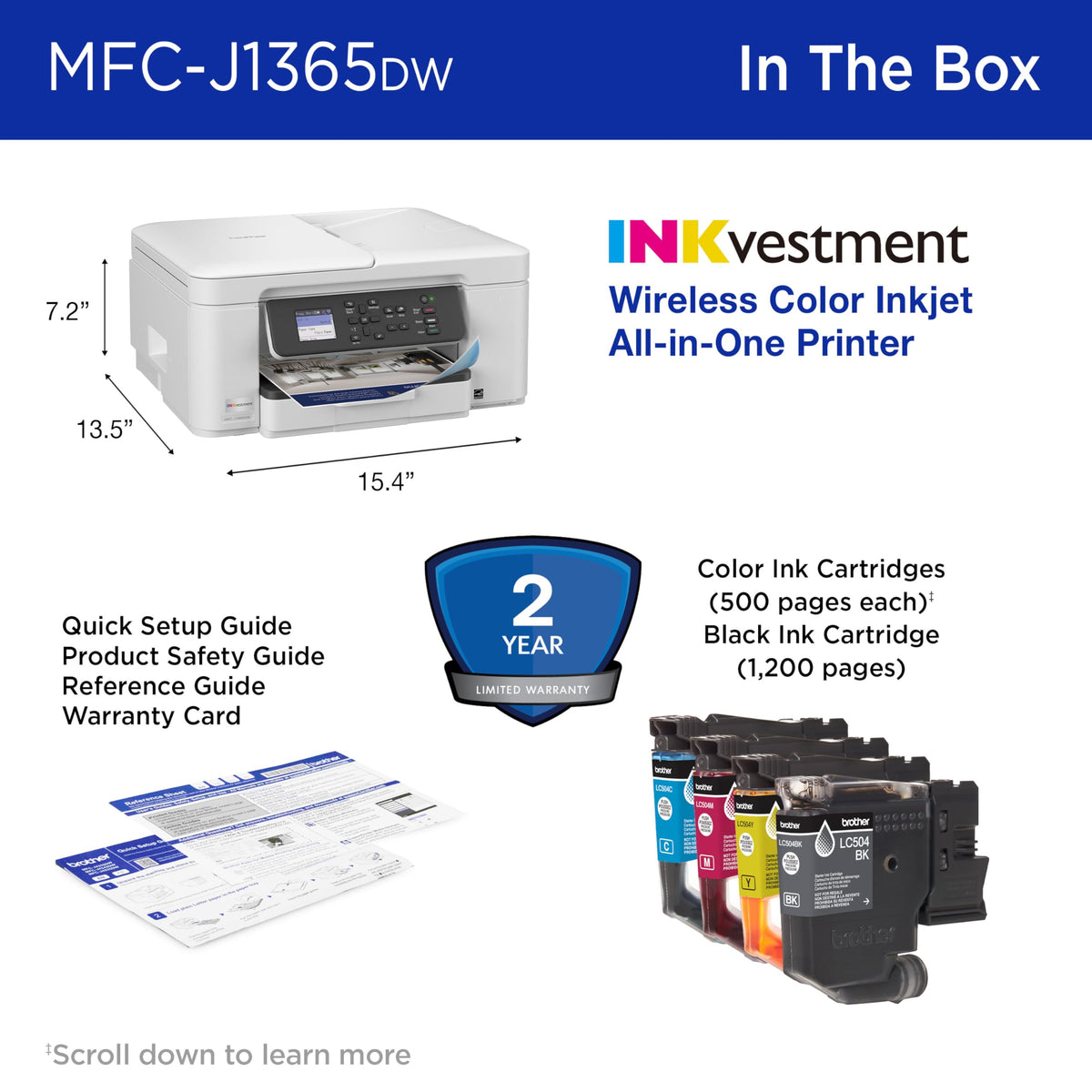 Wireless Color Inkjet All-in-One Printer with Automatic Duplex Printing N34723
