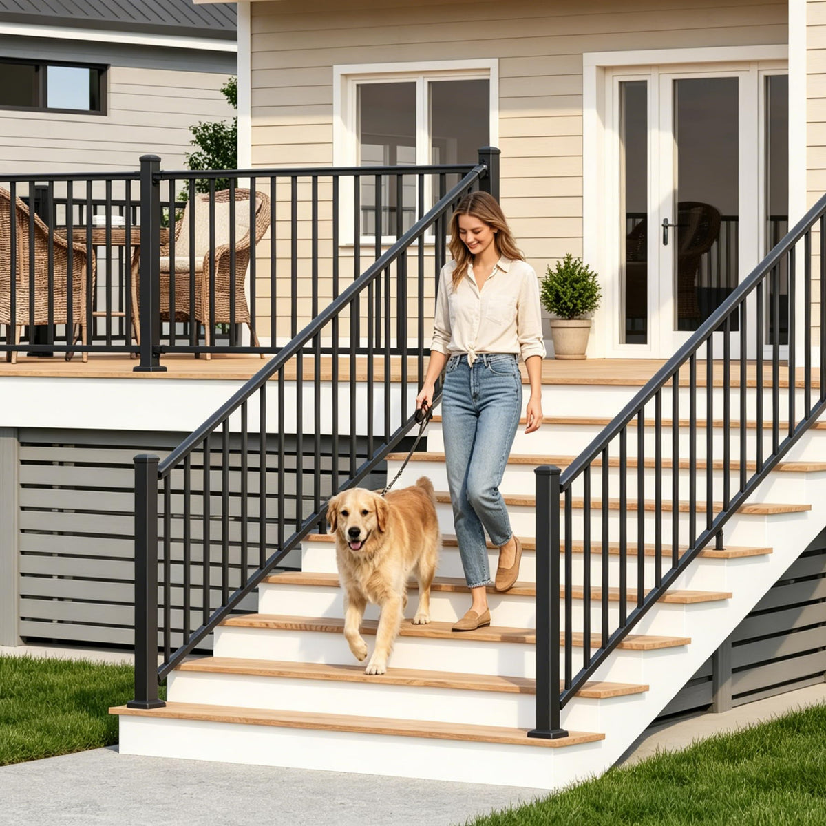 Black Aluminum Deck Railing Kit X760049