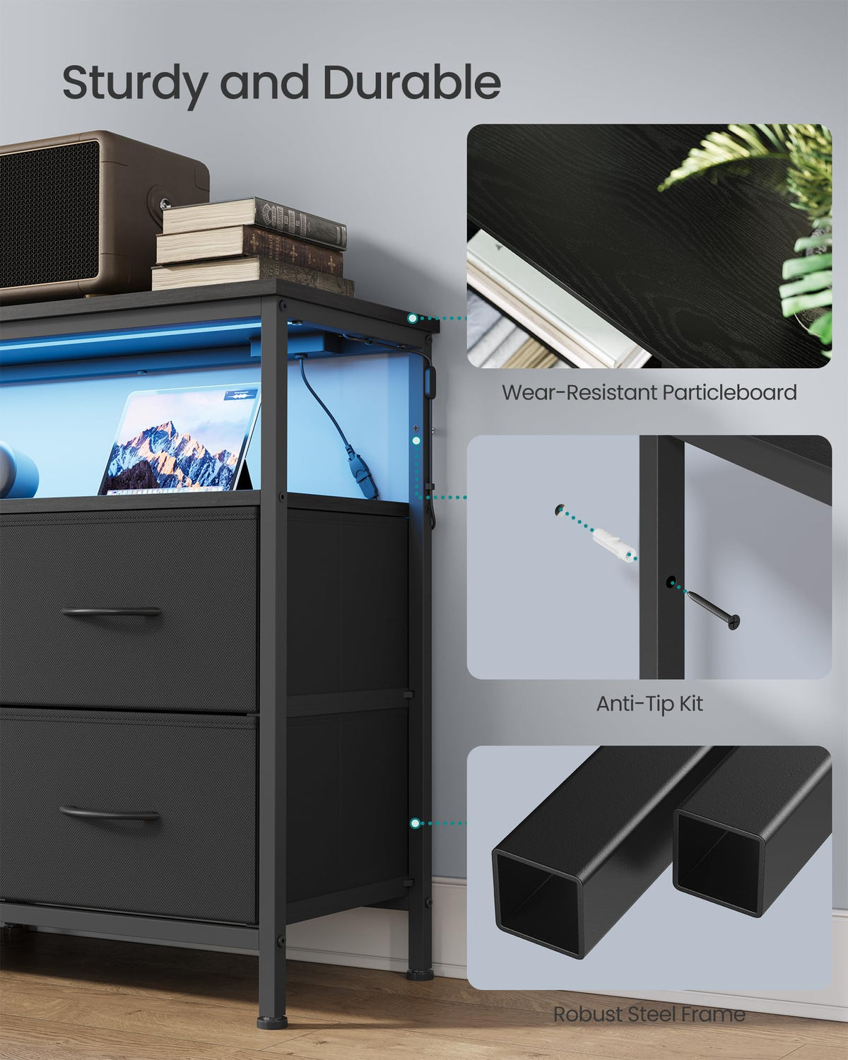 Wide Dresser with 6 Drawers & Open Shelf S793