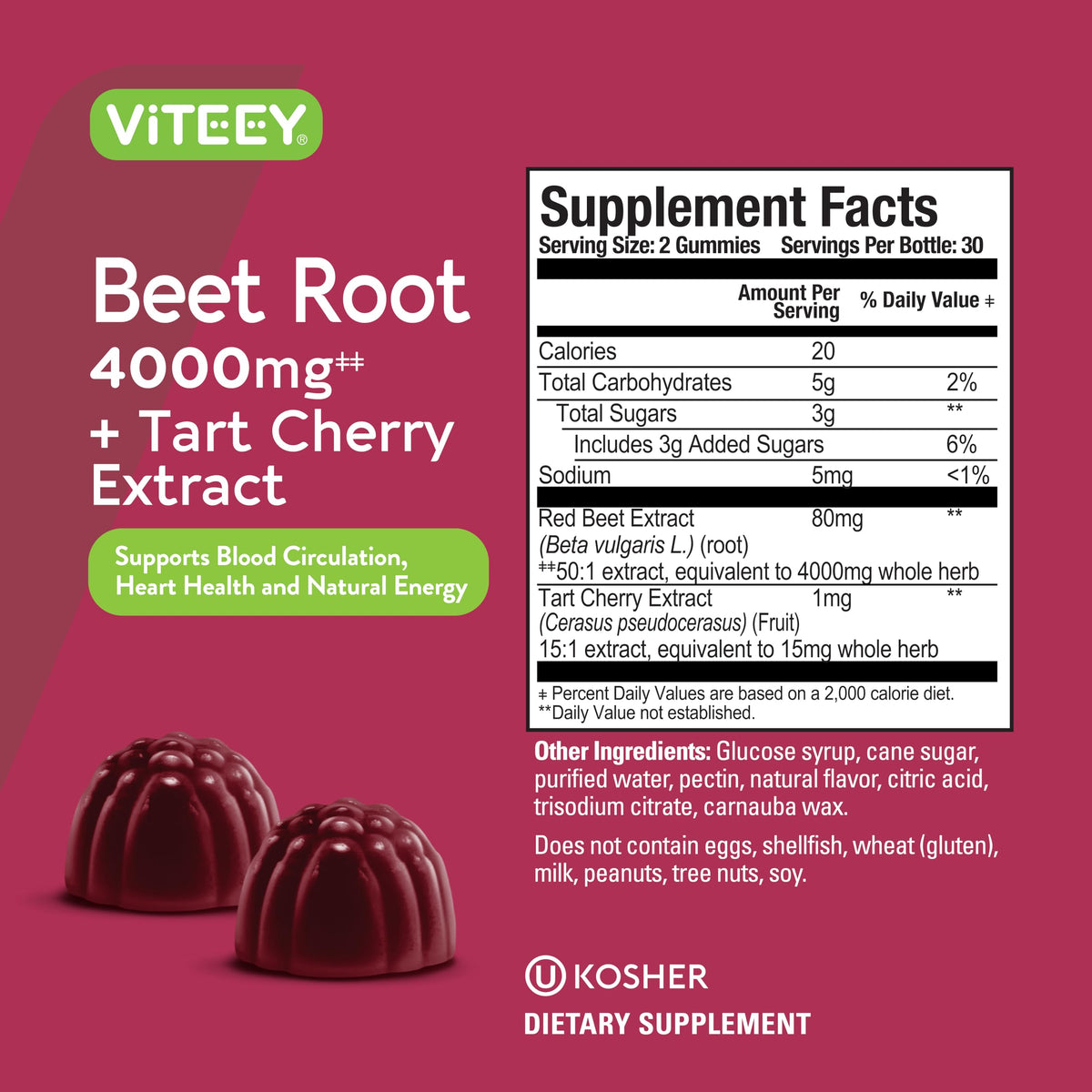 Beet Root Gummies 4000mg & Tart Cherry G8876
