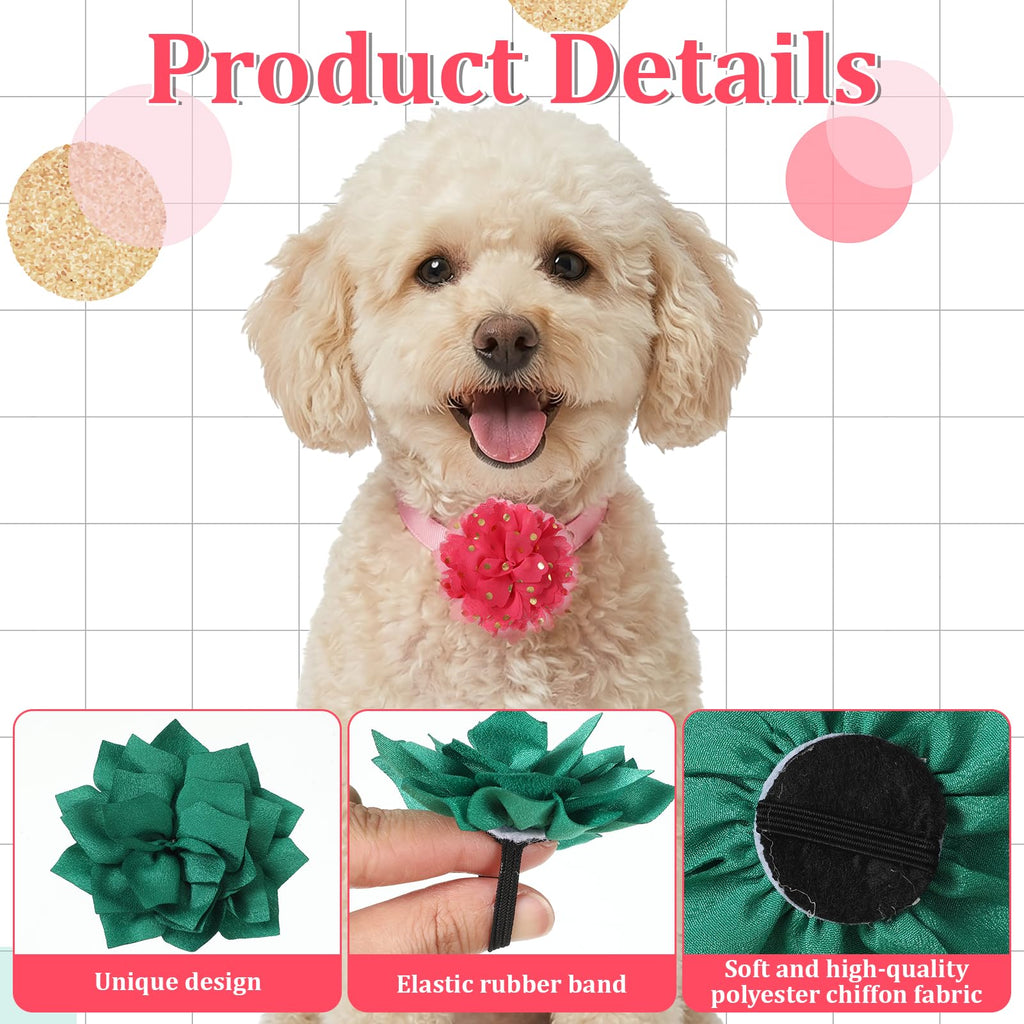 Multi Color Soft Chiffon Dog Collar Flower Bows N596401