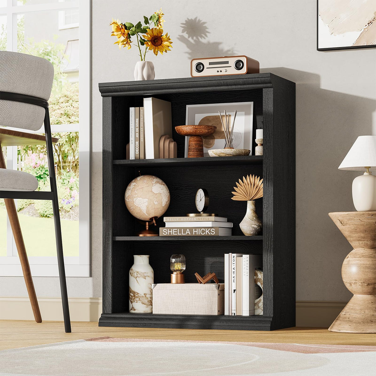 Black 3 Tier Bookcase B836721