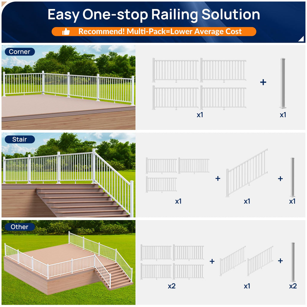 White Modular Stair Railing Kit A31020