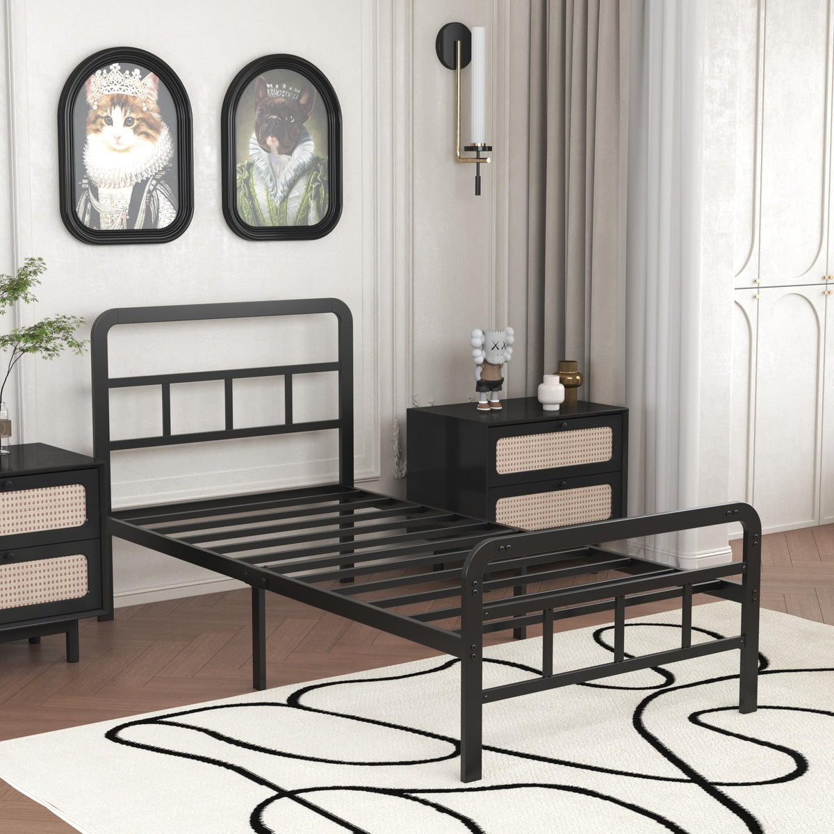 Twin Platform Bed Frame with Headboard and Footboard O660499