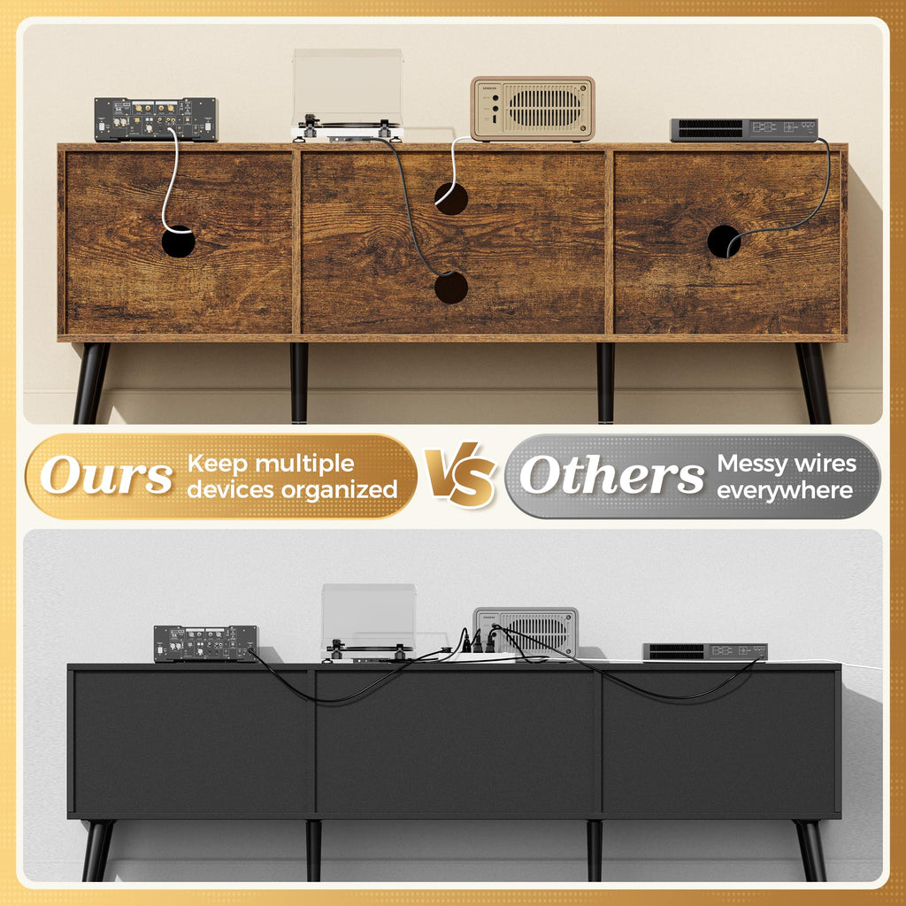 55 Inch TV Stand with Adjustable Shelf and 2 Cabinets L781