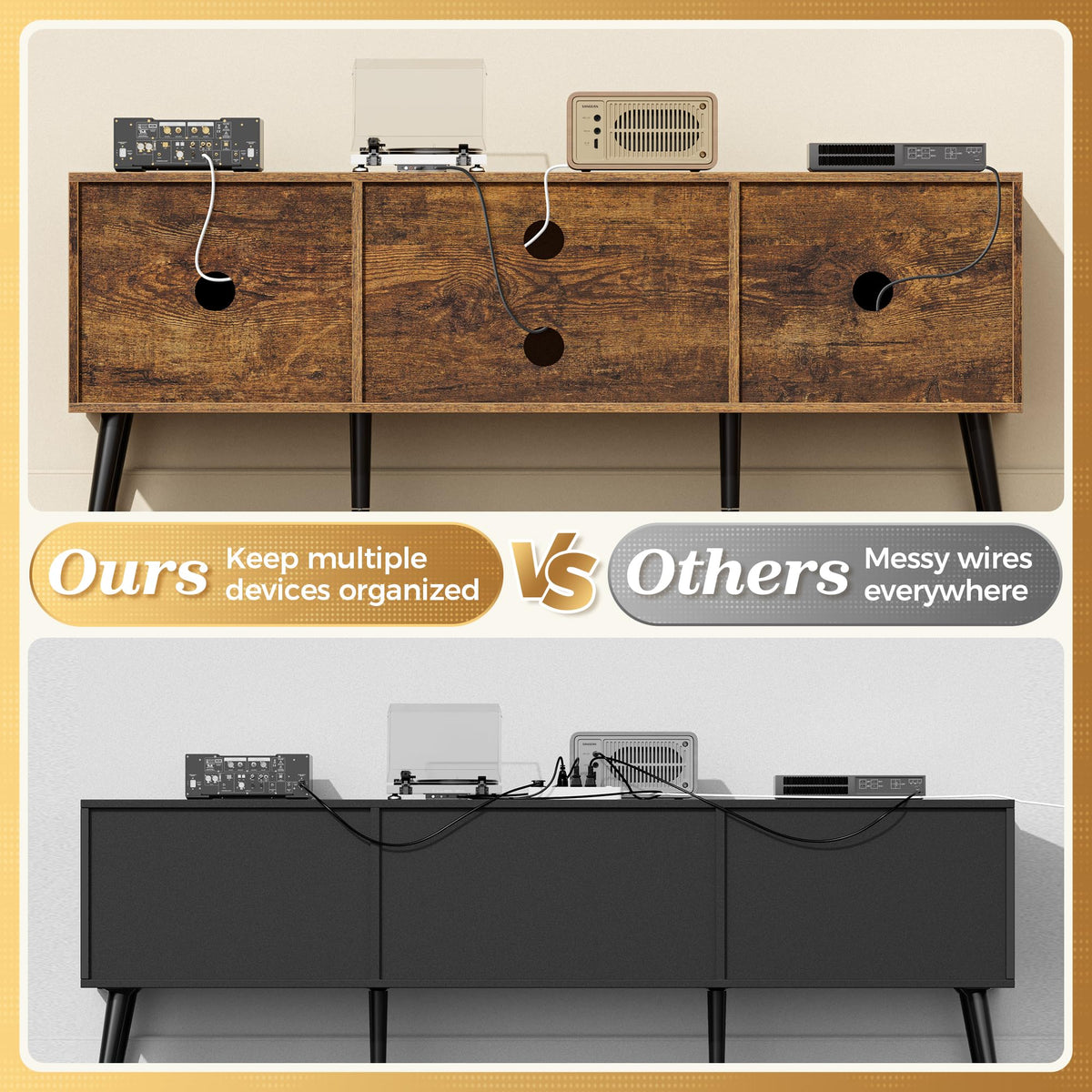 55 Inch TV Stand with Adjustable Shelf and 2 Cabinets L781