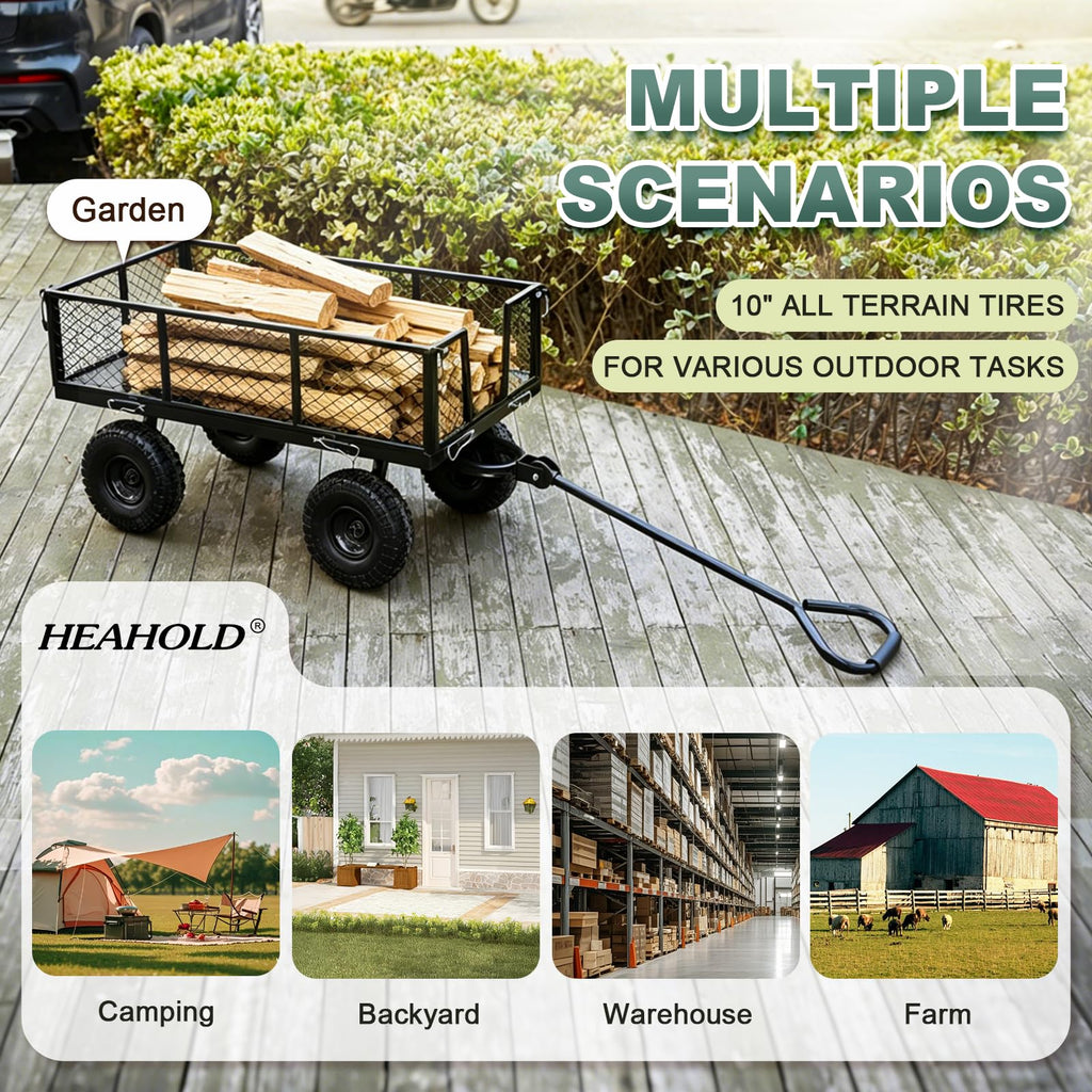 Steel Garden Cart 4 Cu Ft Utility Wagon B503