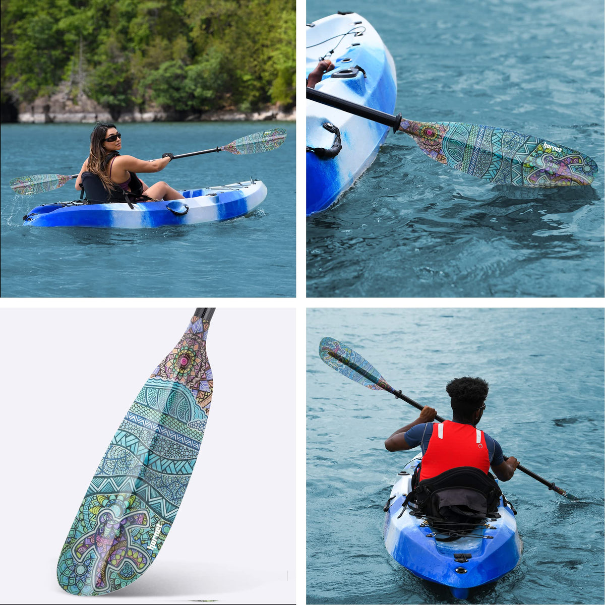 Fiberglass Kayak Paddle 90.5 inches Adjustable Carbon Fiber Shaft S82898
