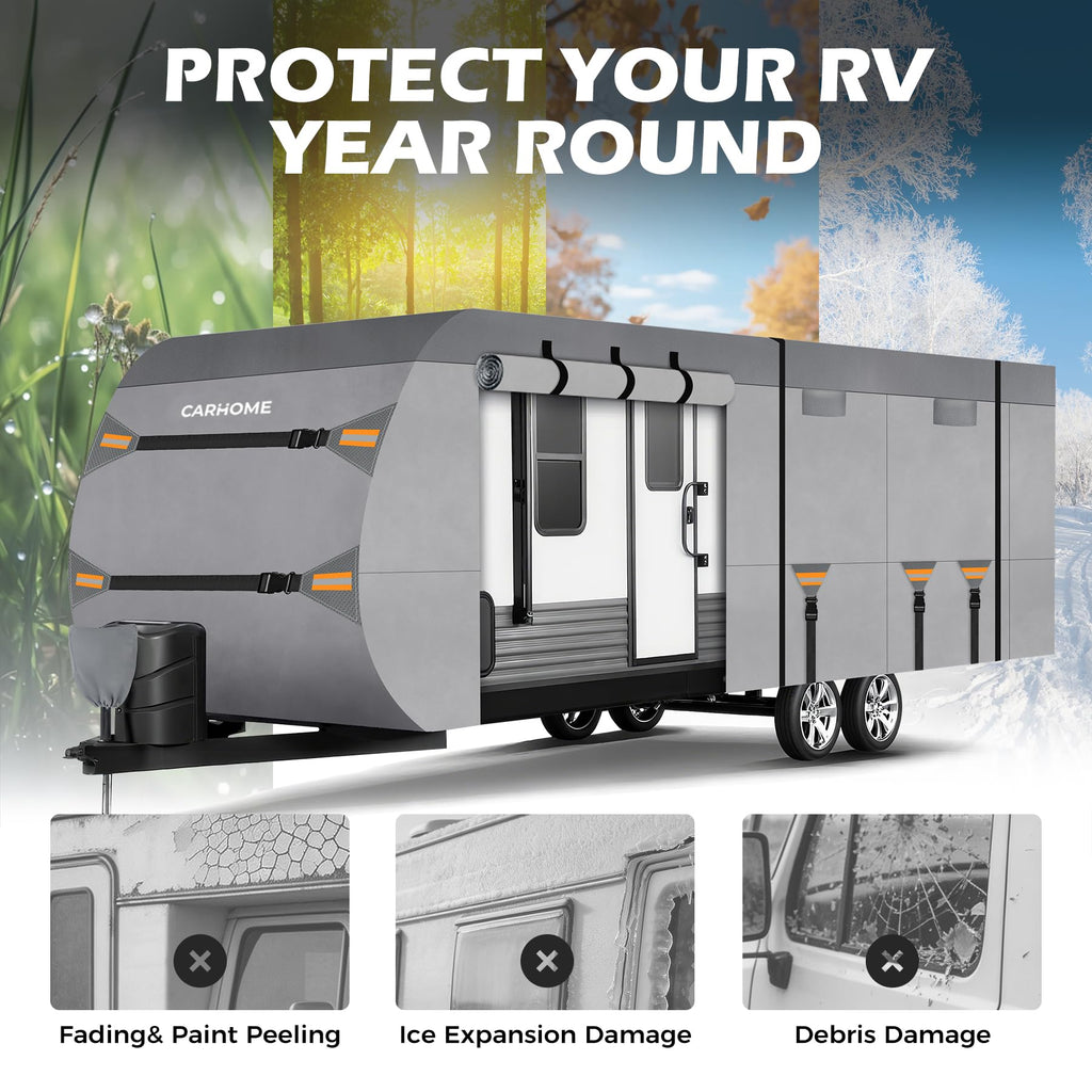 30-33FT 9 Layers Waterproof Travel Trailer RV Cover Q45074