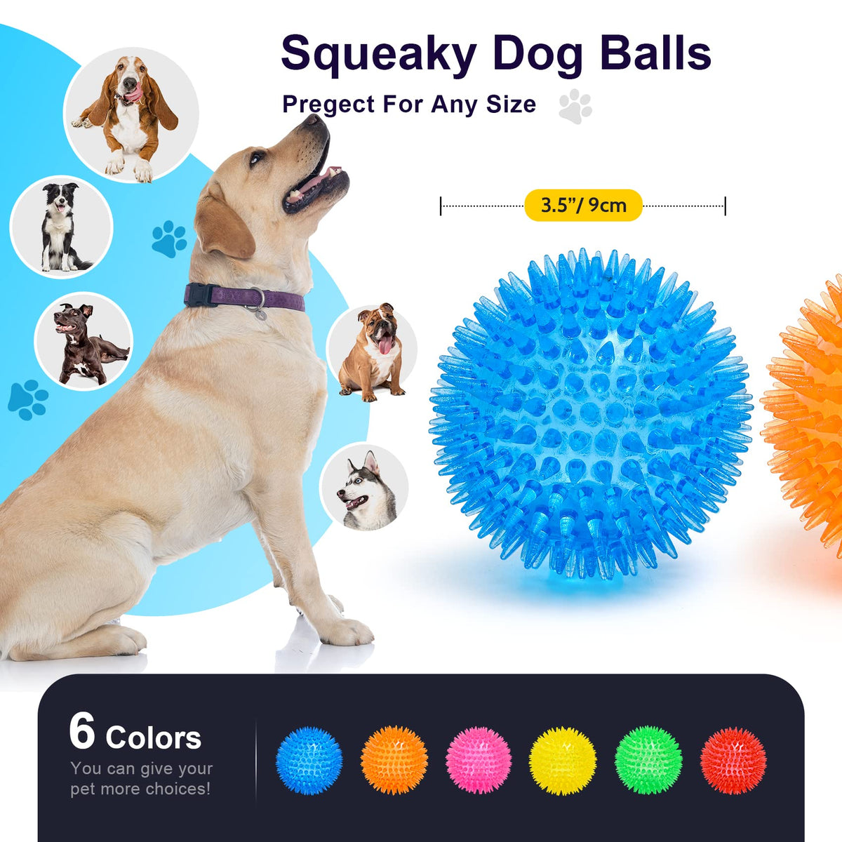 Squeaky Dog Toy Balls BPA Free Non-Toxic R623