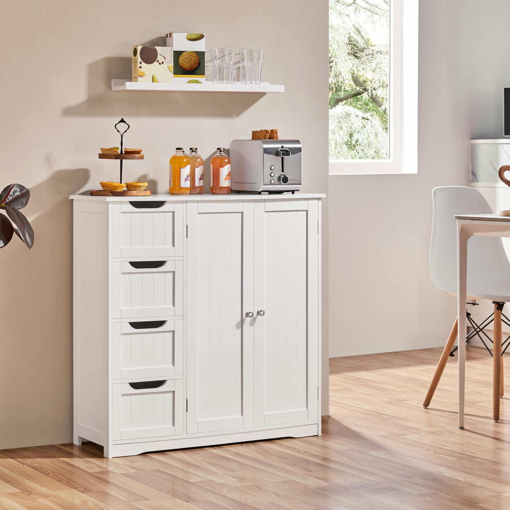 White 4 Drawer 2 Door Bathroom Storage Cabinet F320
