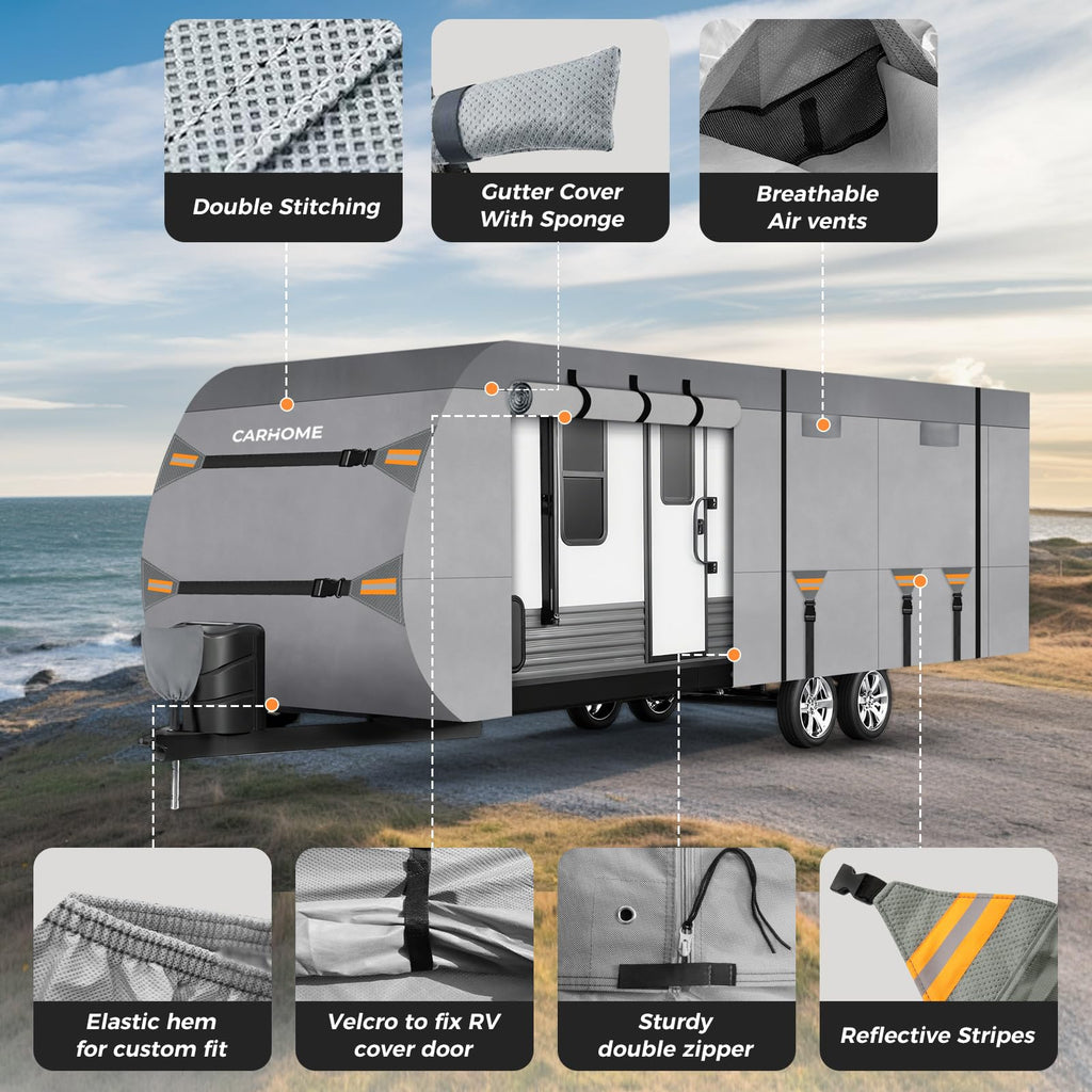 30-33FT 9 Layers Waterproof Travel Trailer RV Cover Q45074