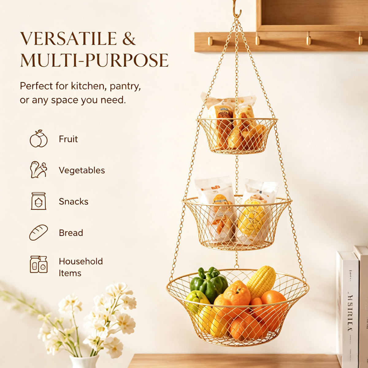 3-Tier Copper Hanging Basket G16642