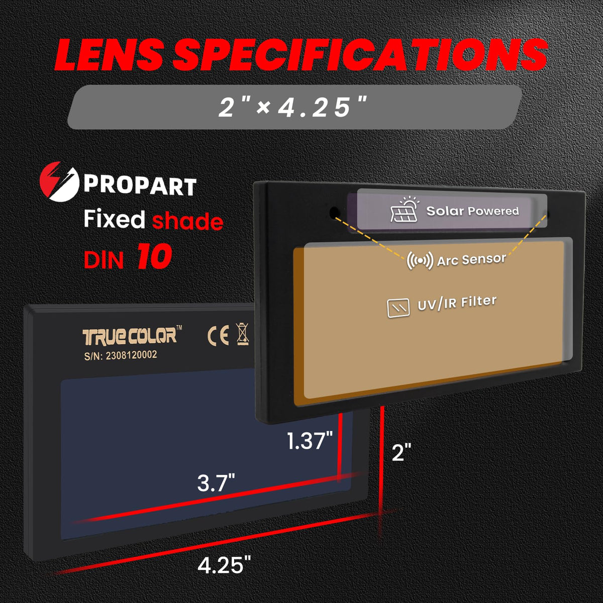 2×4 1/4 Auto Darkening Welding Lens X833830