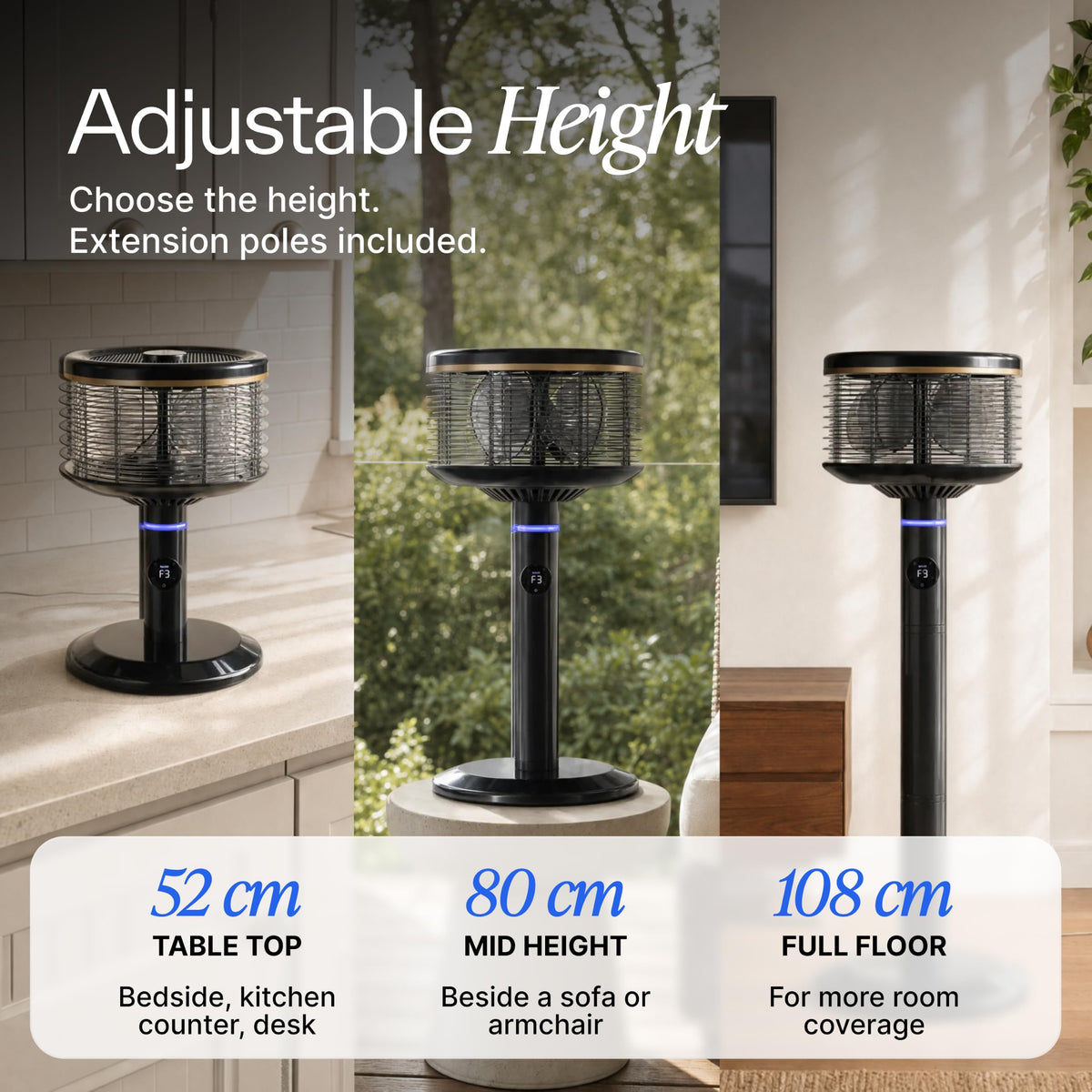 Height-Adjustable Floor & Table Fan A33578