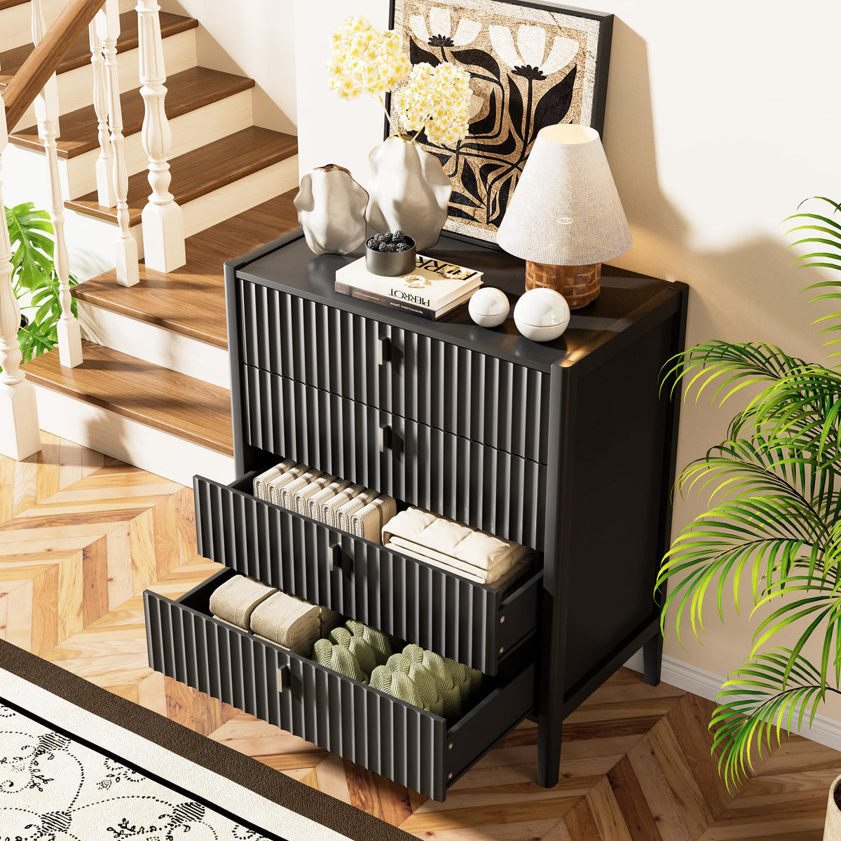 Black 4 Drawer Dresser L708134