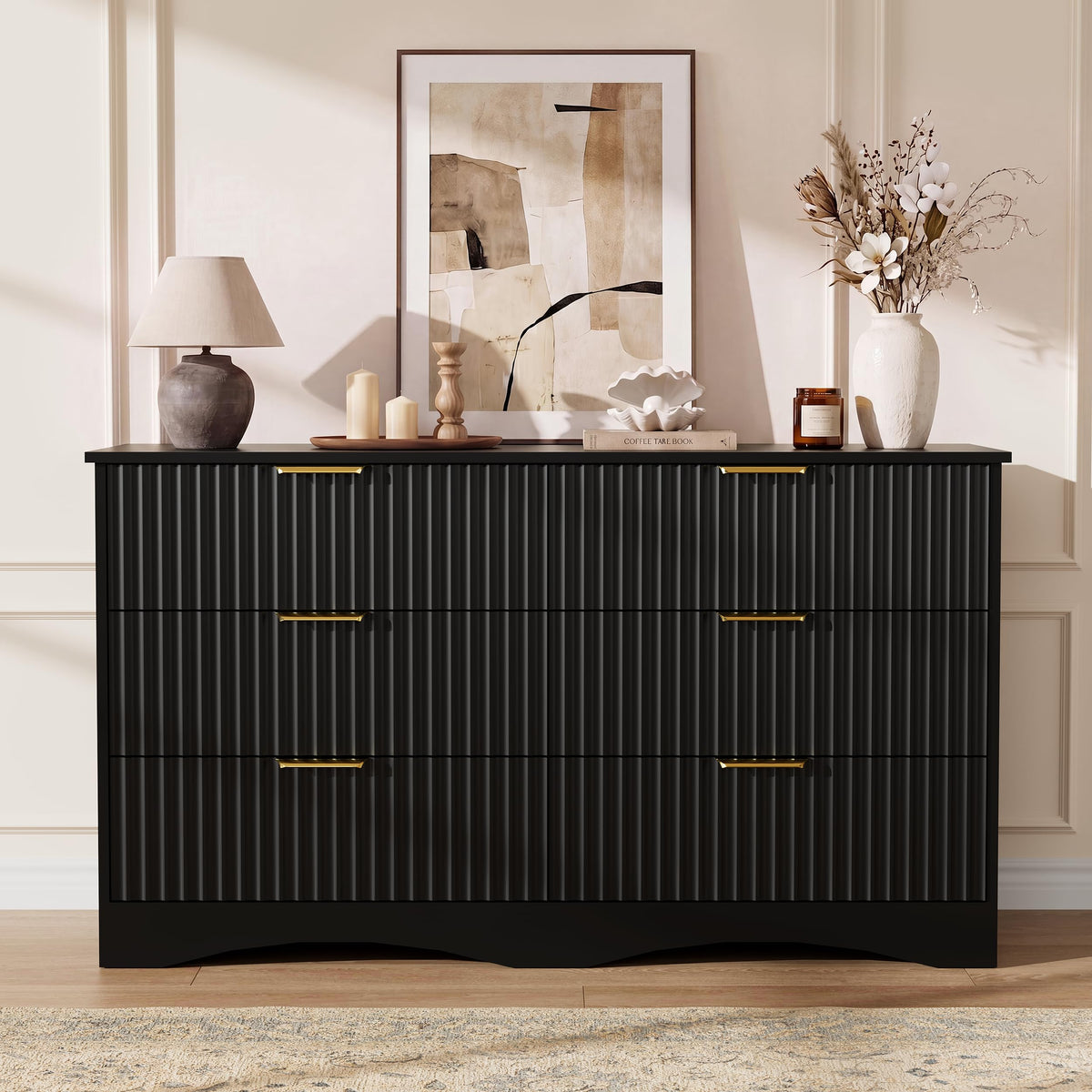 6 Drawer Fluted Wood Dresser R972