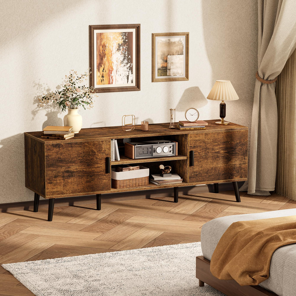 55 Inch TV Stand with Adjustable Shelf and 2 Cabinets L781