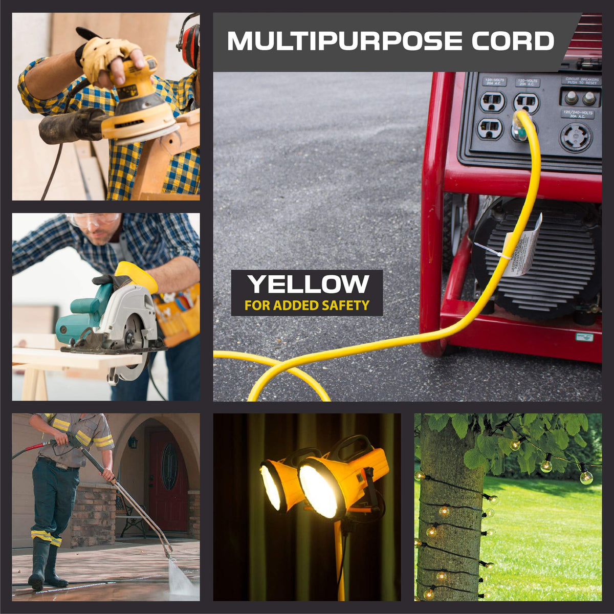 14 Gauge Heavy Duty Extension Cord, 100 Ft Yellow SJTW F7034