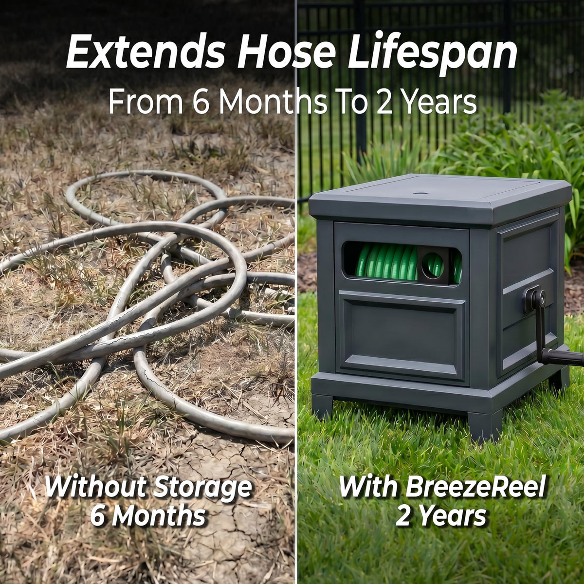 Heavy Duty Metal Hose Reel Box Holds 125FT x 5/8" Hose R6752