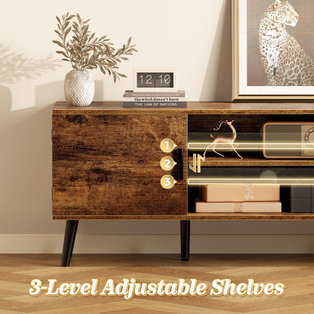 55 Inch TV Stand with Adjustable Shelf and 2 Cabinets L781