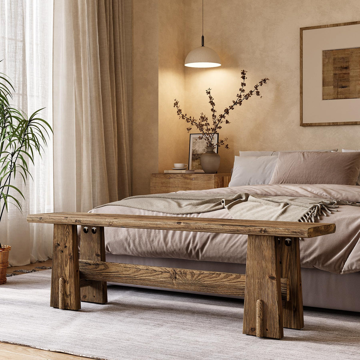 59" Solid Wood Bench C44455